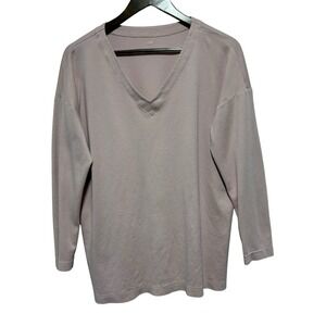 J Jill TShirt Womens M Pale Pink Simply Supima V Neck Tunic Cotton Top